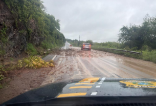 Queda de barreira bloqueia parcialmente trecho da BR-230 em Riachão do Bacamarte, no Agreste