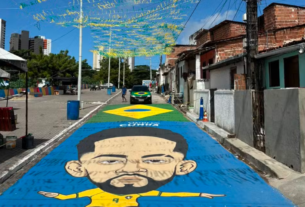 Artista paraibano homenageia Matheus Cunha com grafite gigante em João Pessoa